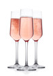 Elegant Rose pink champagne glasses with bubbles