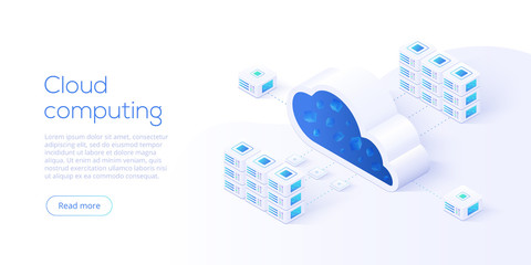 Wall Mural - cloud storage download isometric vector illustration. digital service or app with data transfering. 