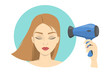 © inspiring.team - Beautiful woman dry her hair using hairdryer