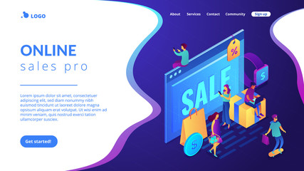 Wall Mural - online sales pro concept isometric 3d landing page.