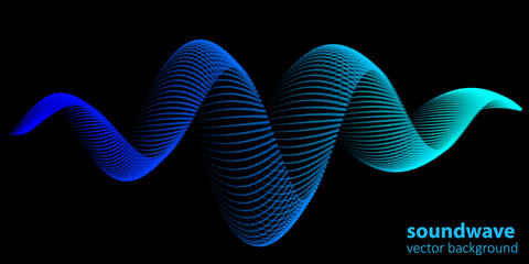 Abstract wave sound  from gradient dots. Vector background.