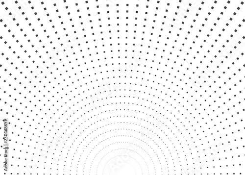 Burst square dots with semicircle shape. Rays elements for design. Vector ill...