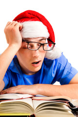 Poster - Tired Student in Santa Hat