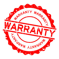 Sticker - Grunge red warranty word round rubber seal stamp on white background