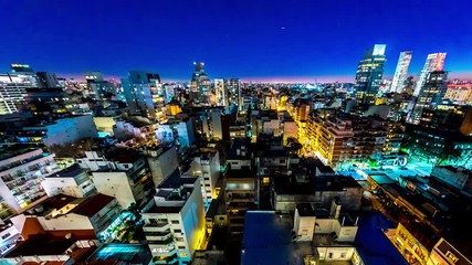 Wall Mural - Night time-lapse view on the skyline of the city from a balcony of a high rise apartment in Buenos Aires, Argentina.
