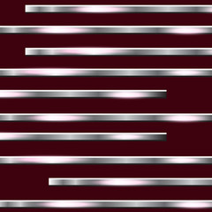 Wall Mural - Horizontal metal stripes on a dark background. Polished texture, chrome, silver, steel, aluminum. Design concept. Vector illustration