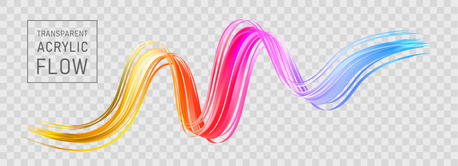 Sticker - Colorful flow poster transparent brush stroke wave