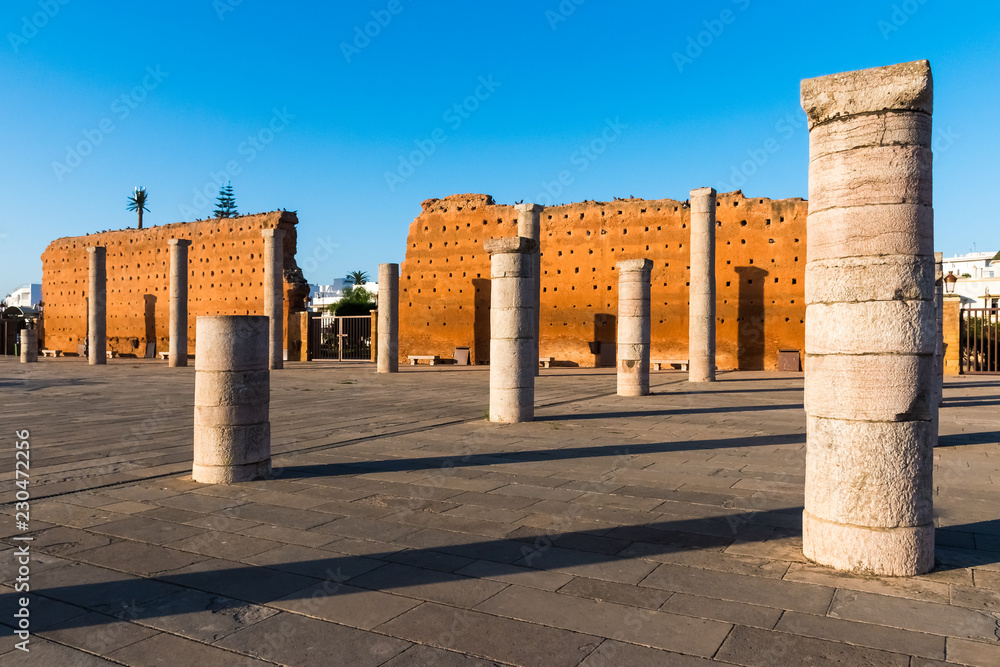 Tousand years old Tower of Hassan of the capital Rabat city in Unesco ...