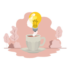 Poster - cup of coffee with light bulb isolated icon