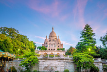 Sacre Coeur Cathedral On Montmartre Hill In Paris
