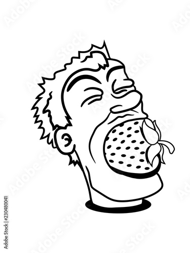 Fotografie, Obraz fressen mund groß riesig erdbeere fruchtig lecker obst beeren hunger essen gesun