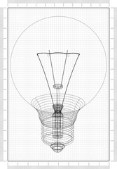 Wall Mural - light bulb Architect blueprint 