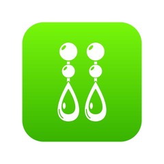 Wall Mural - Pearl earrings icon green vector isolated on white background