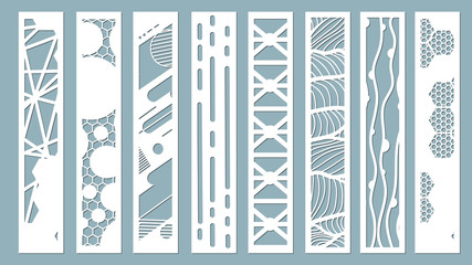 Wall Mural - panel for registration of the decorative surfaces. Abstract strips, lines, panels. Vector illustration of a laser cutting. Plotter cutting and screen printing.