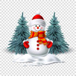 © belokrylowa - Vector cute realistic snowman in mittens scarf hat