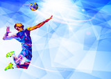 Illustration of abstract volleyball player silhouette in triangle. volleyball player, sport
