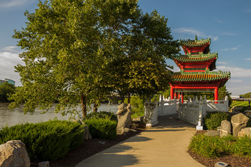 Robert D. Ray Asian Gardens, Chinese pavilion, Muto Recreation Area, Des Moines, Iowa, USA