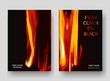 Vertical A4 covers with abstract fire on black background. Flame on black. Red and yellow color. Design for report annual, brochure, flyers, magazine, posters, catalogs, banners. 