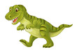 cartoon scene with happy and funny dinosaur tyrannosaurus - on white background - illustration for children