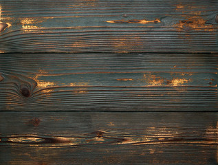 Wall Mural - Background of old vintage wooden boards of green color. Strongly worn and scratched.