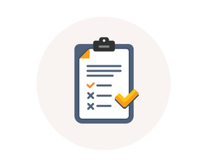 clipboard with checklist icon. agreement document sign. feedback list symbol. survey checklist form.