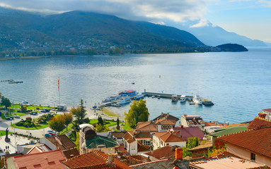 Canvas Print - Ohrid skyline. Aerial view. Macedonia