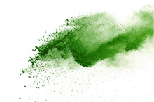 Abstract Powder Splatted Background,Freeze Motion Of Green Powder Exploding/throwing Green Dust