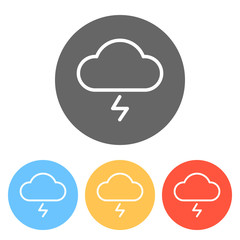 Wall Mural - cloud and lightning. simple outline icon. linear symbol with thi