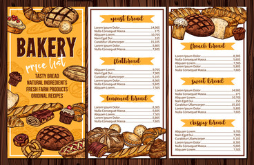 Sticker - Bread, pastry and bakery vector menu