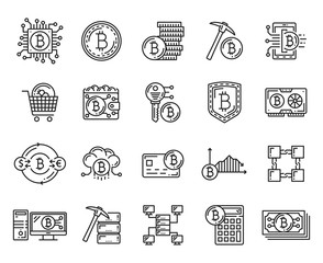 Aufkleber - Cryptocurrency, bitcoin mining, blockchain icons