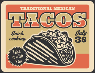 Wall Mural - Mexican cuisine fast food taco with meat, cheese
