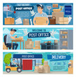 Postal delivery service, post office and postman