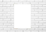 Fototapeta Tematy - White paper sticked on white brick wall