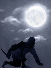 Wall Mural - A Japanese Ninja Under The Moonlight 