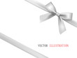 Vector gift bow with diagonally white ribbon for corner decor.