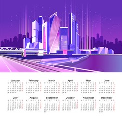 Wall Mural - 2019 Moscow city calendar