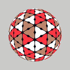 Wall Mural - structured sphere with triangles pattern in red gold silver shades