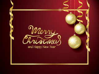 Merry Christmas and Happy New Year greeting card