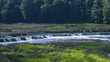 Waterfall Ventas Rumba on river Venta at Kuldiga, Latvia, selective focus