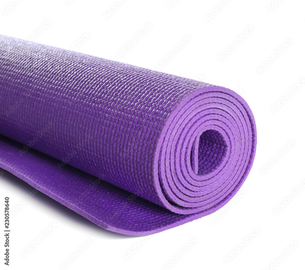 Color yoga mat on white background