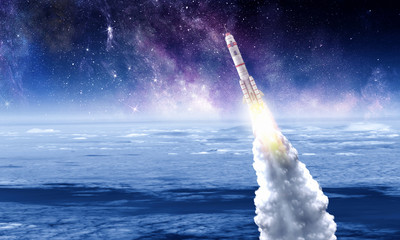 Wall Mural - rocket space ship . mixed media