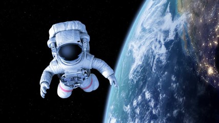 Wall Mural - astronaut in space. 3d animation, 4k