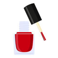 Poster - Colorful cartoon open red nail polish bottle