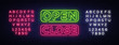 © Ivan - Open Close Neon Text Vector. Open Close neon signboard, design template, modern trend design, night neon signboard, night bright advertising, light banner, light art. Vector. Editing text neon sign