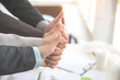 © feeling lucky - business people giving thumb up after completed project during meeting using as background (concept of teamwork and partnership)