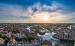 Panorama of Gdańsk in the morning aerial view
