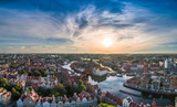Fototapeta  - Panorama of Gdańsk in the morning aerial view