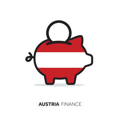 Austria economic concept. Piggy bank with national flag.