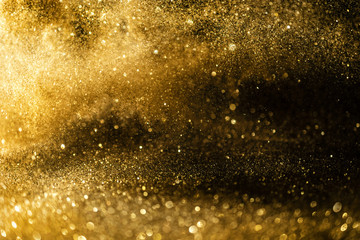 Wall Mural - glitter lights grunge background, gold glitter defocused abstract twinkly lights background.