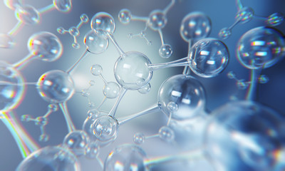 Wall Mural - molecule or atom, abstract structure for science or medical background.